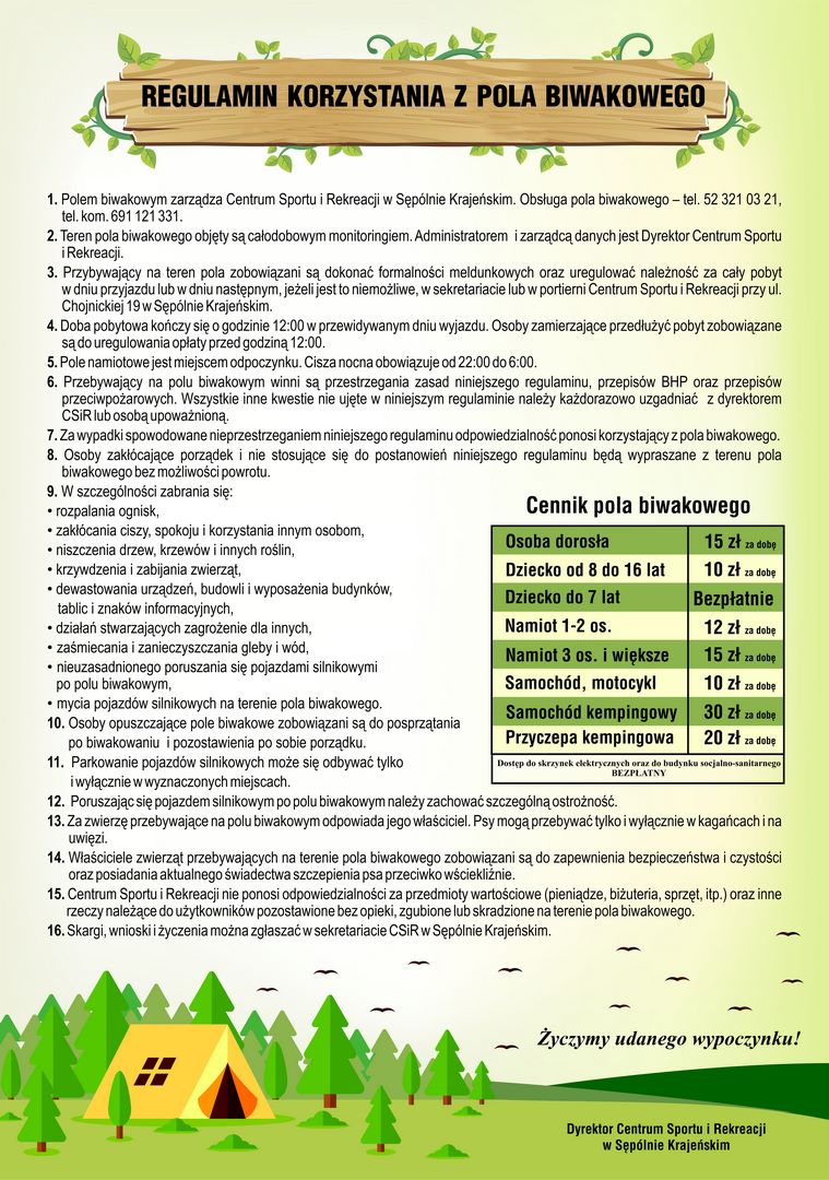 regulamin korzystania z pola biwakowego Kopiowanie