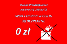 Nie daj się oszukać, wpis i zmiana w CEIDG są bezpłatne