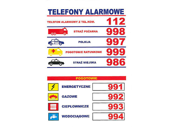 Obrazek - Telefony Alarmowe