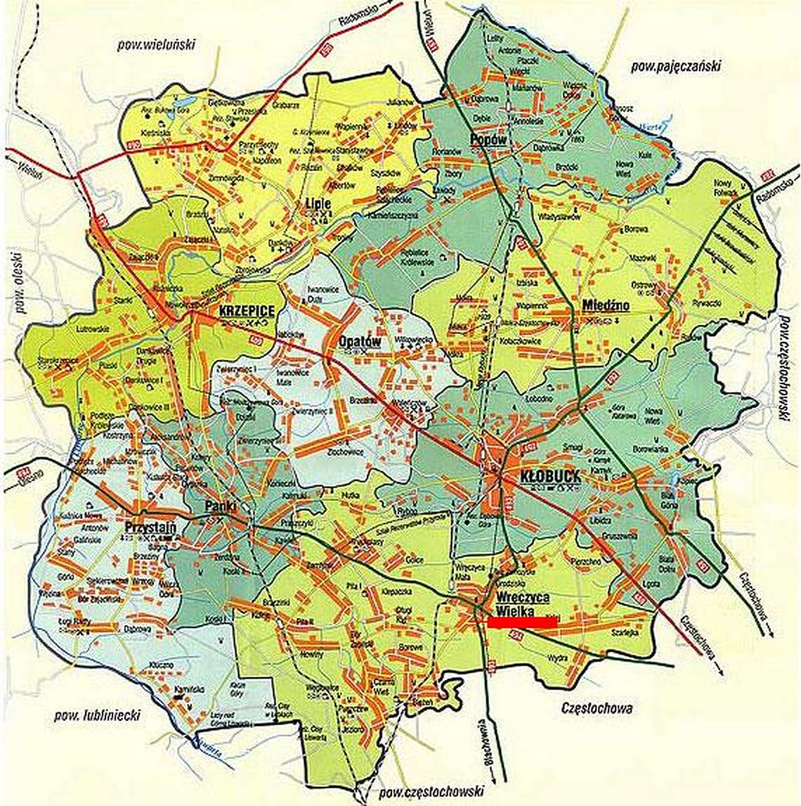 Map of the Kłobuck district